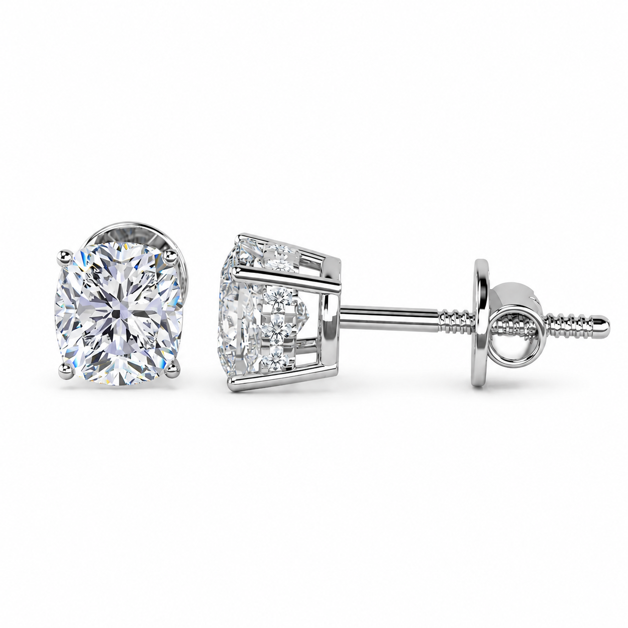 Cushion Solitaire Hidden Halo Earring