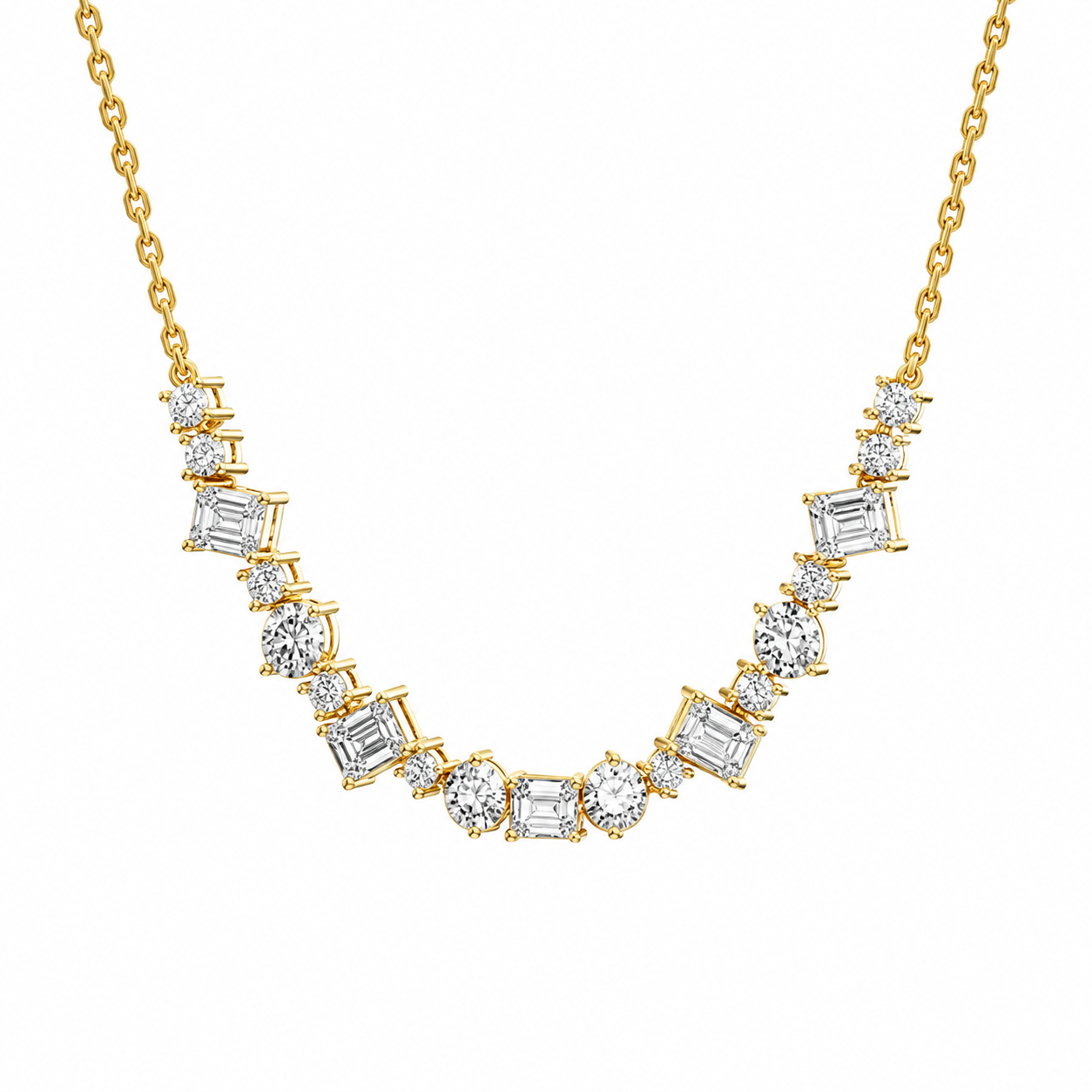 Clustered Baguette Diamond String Necklace