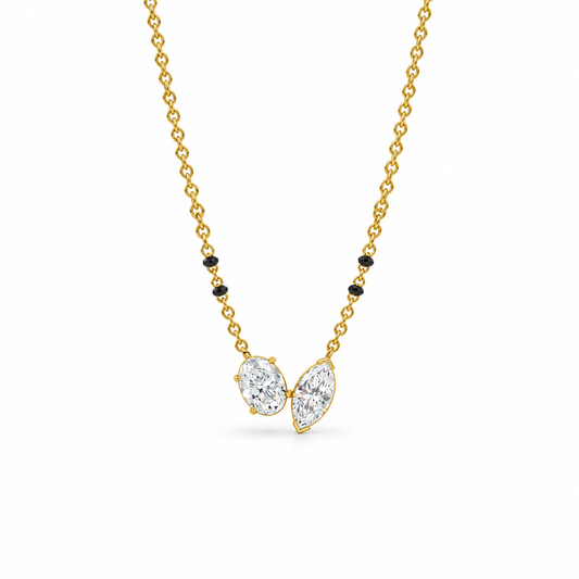 Oval and Marquise Shape Diamond Toi Et Moi Necklace