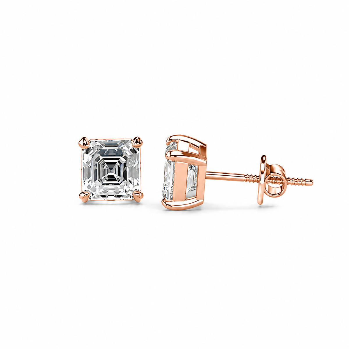Asscher Cut Diamond Stud Earrings