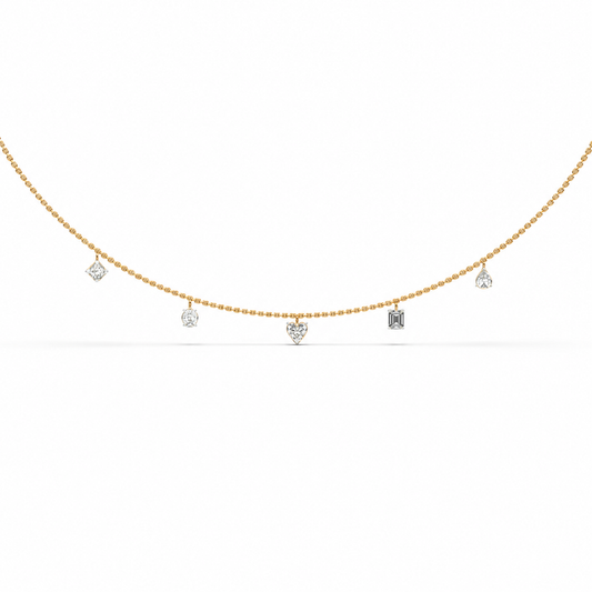 Five Shape Charm Diamond Necklace
