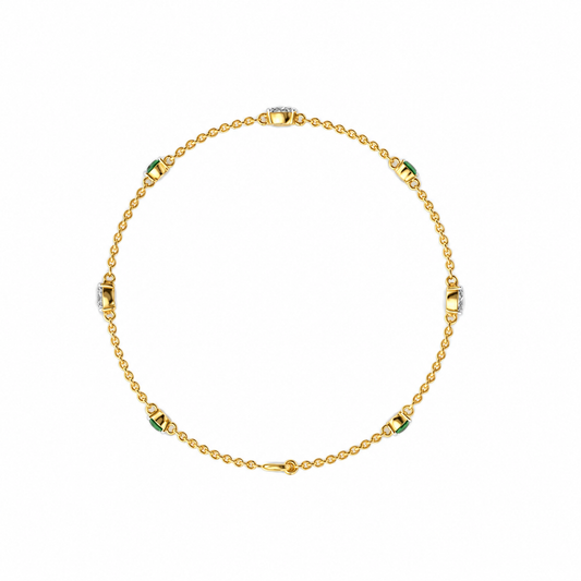 Minimal Artemis Green Dot Stone Diamond Bracelet