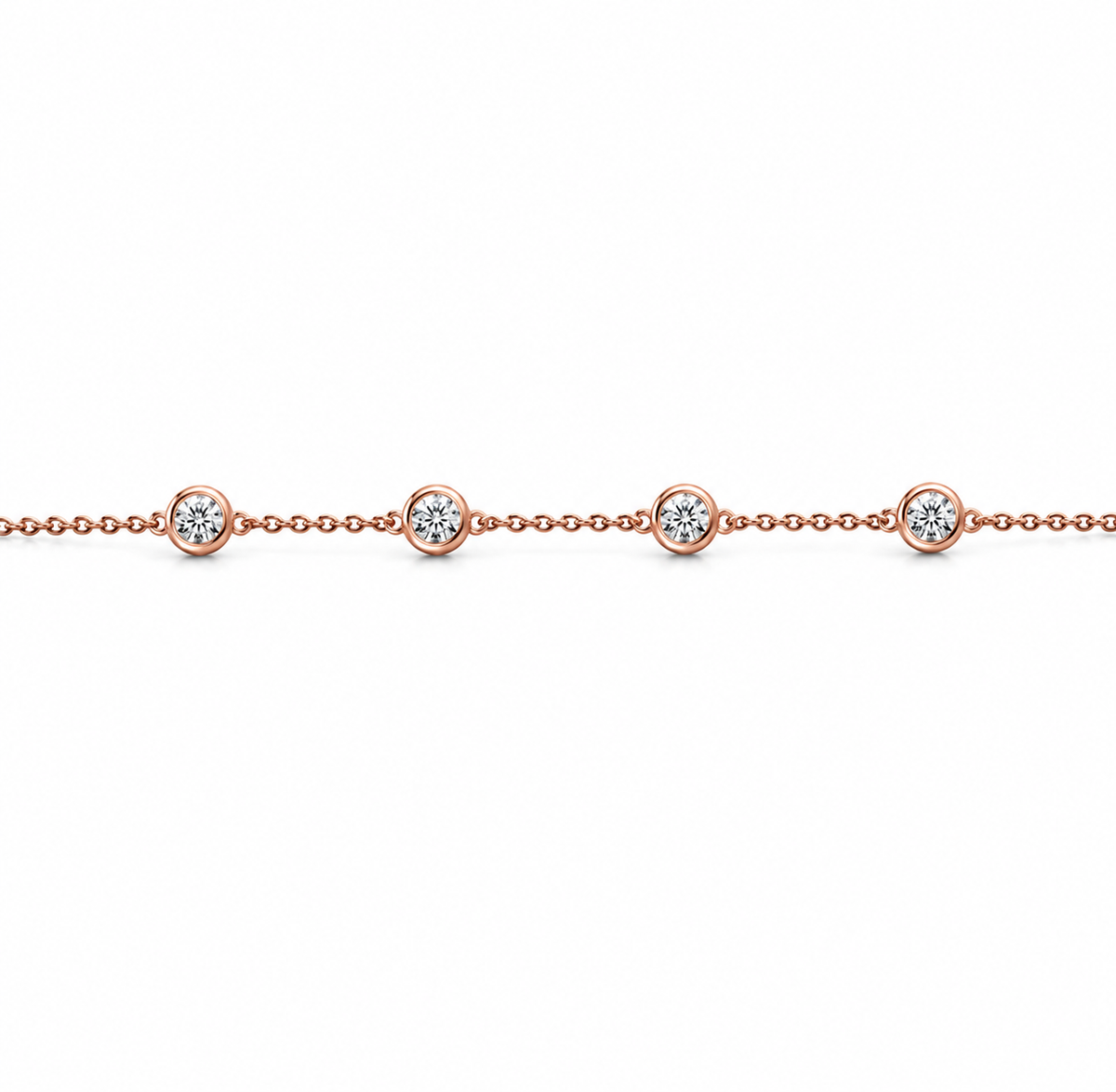 Round Diamond Bezel Station Bracelet