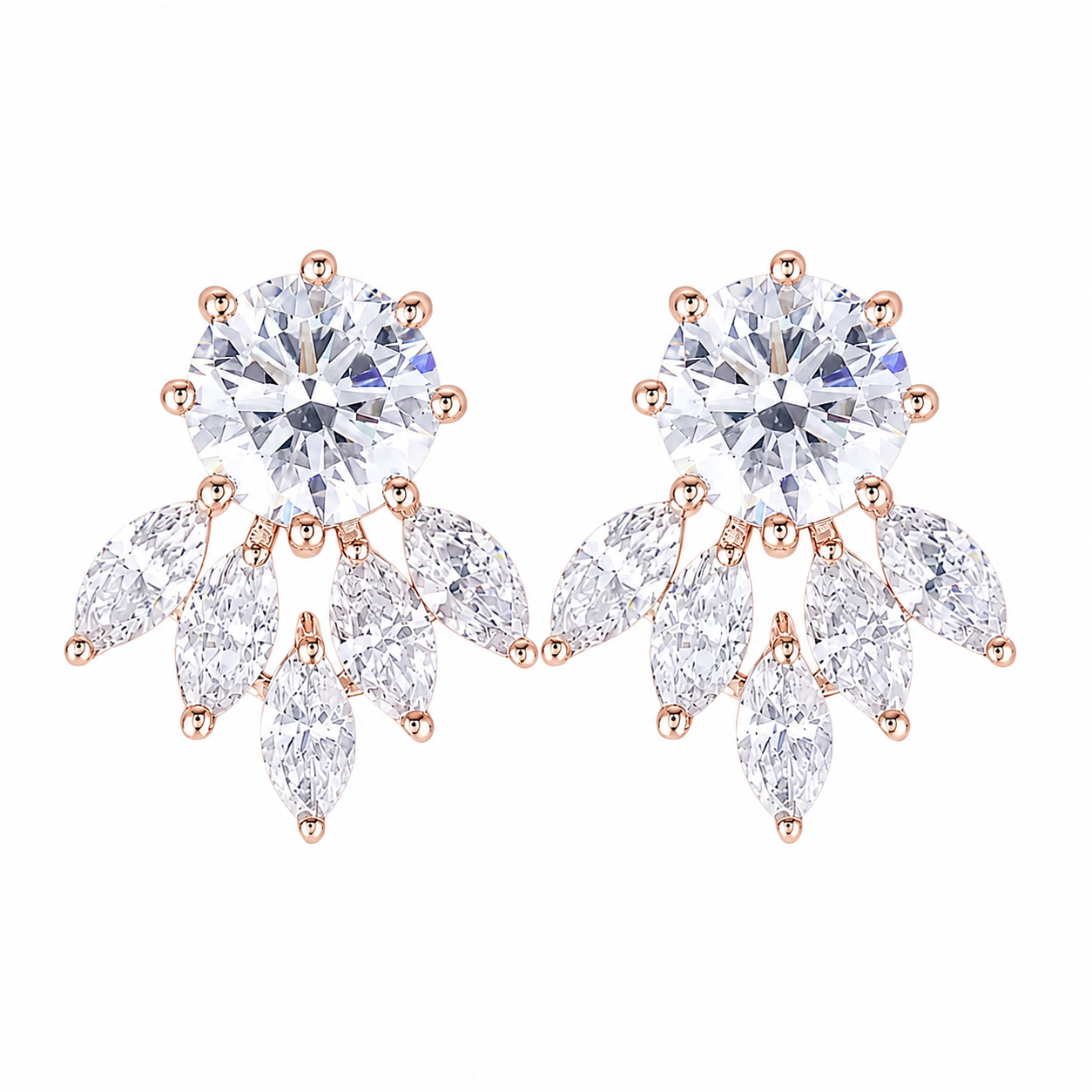 Flower Diamond Stud Earrings