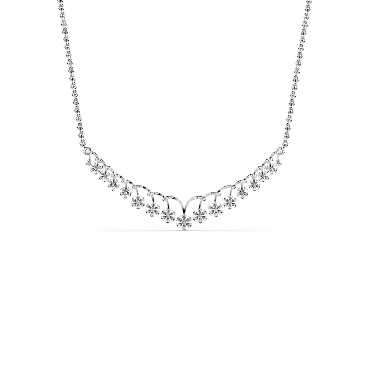 Floral Cascade Diamond V Necklace (With Chain)