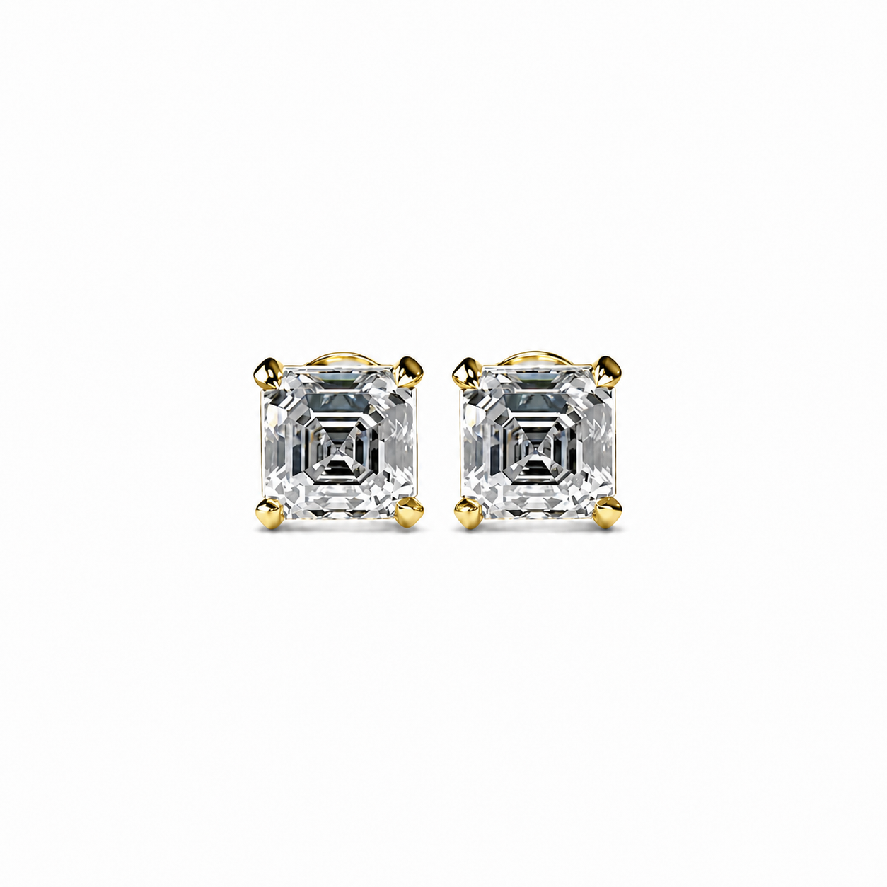 Asscher Cut Diamond Stud Earrings