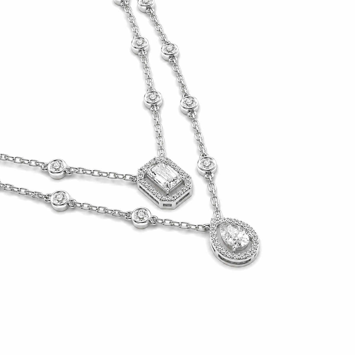 Elegant Dual-Layer Diamond Pendant