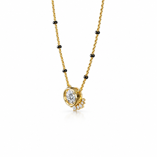 Round Shape Diamond Half Halo Necklace