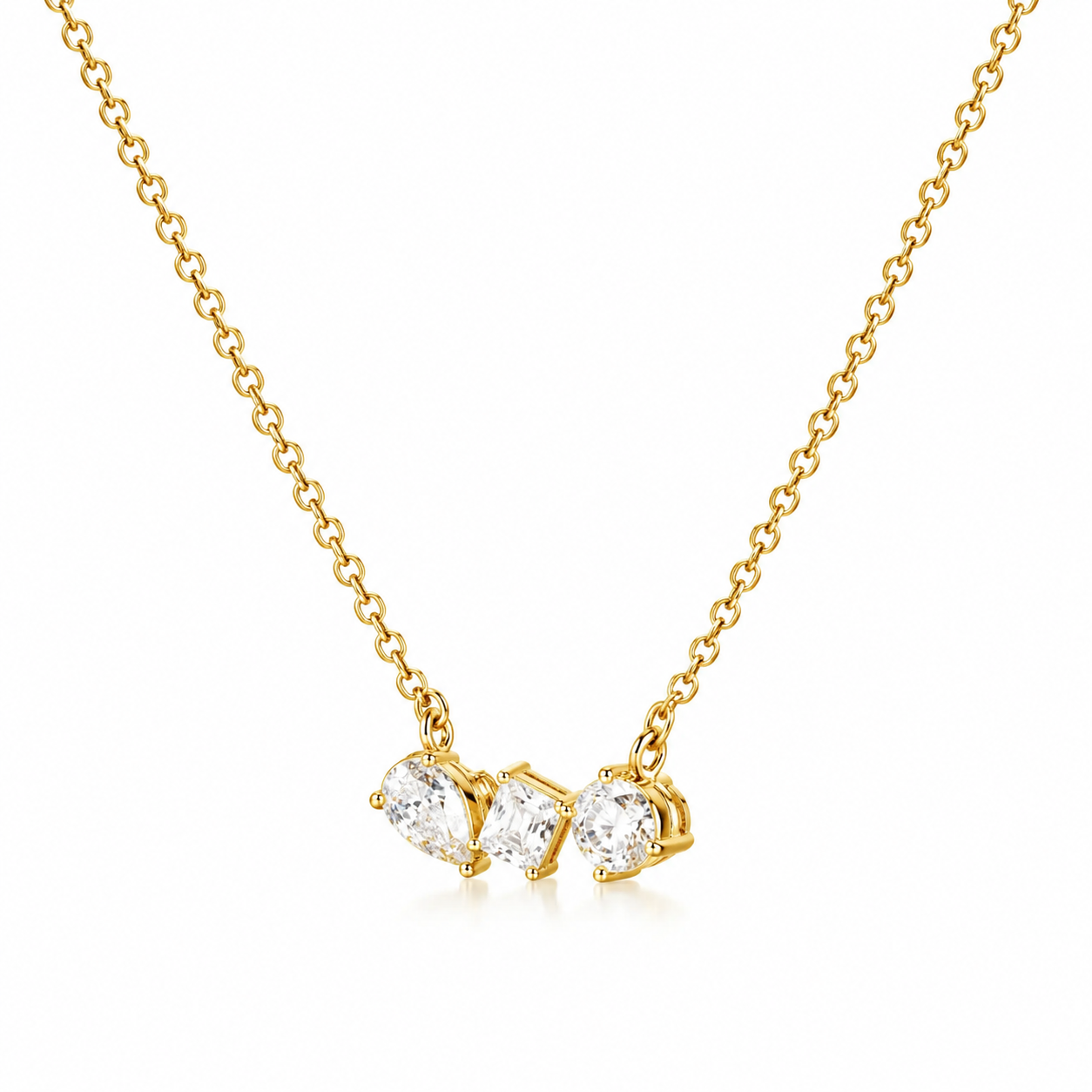 Three Stone Diamond Necklace