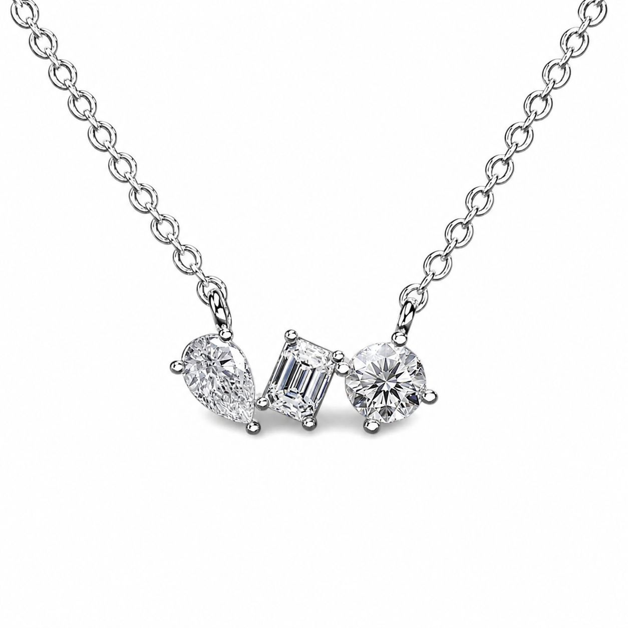 Three Stone Diamond Necklace
