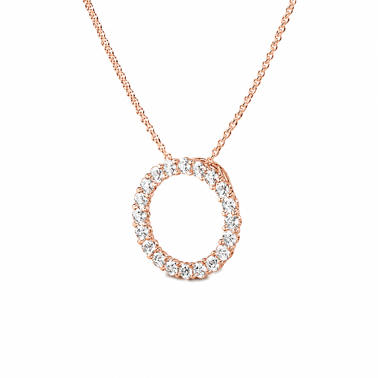 Diamond Open Circle Pendant Necklace