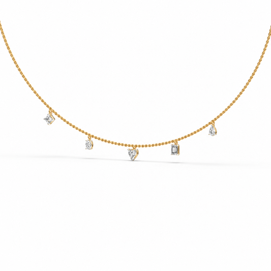 Five Shape Charm Diamond Necklace