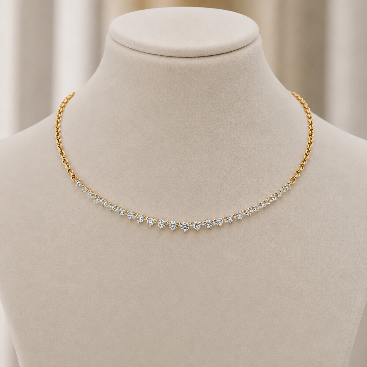 Graduated Line Diamond Necklace