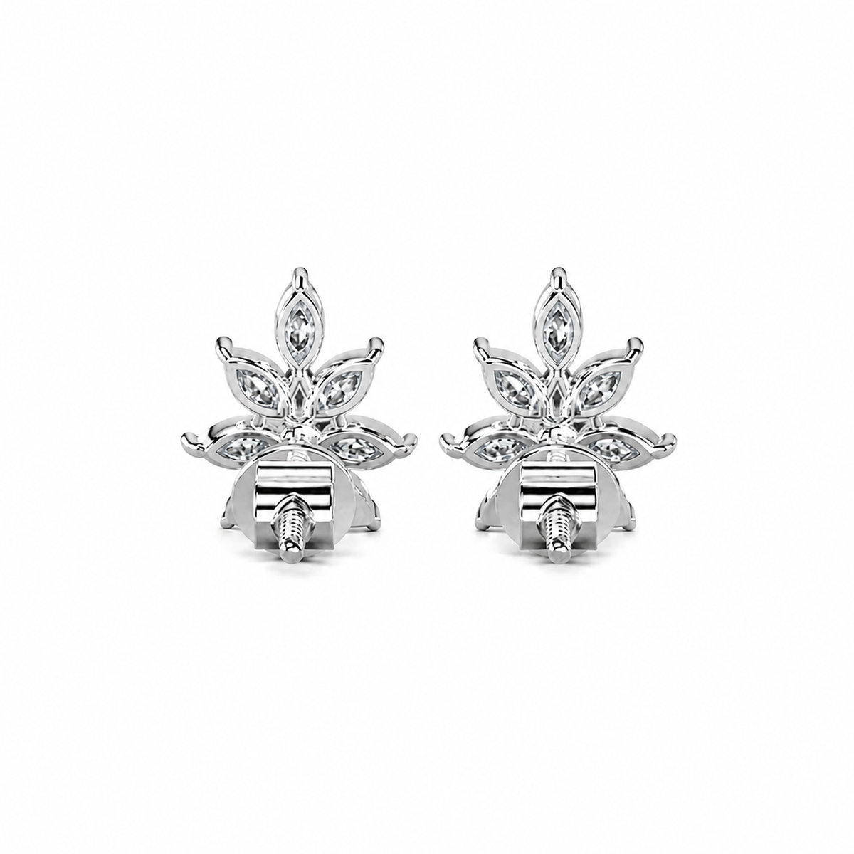 Marquise Diamond Flower Stud Earrings