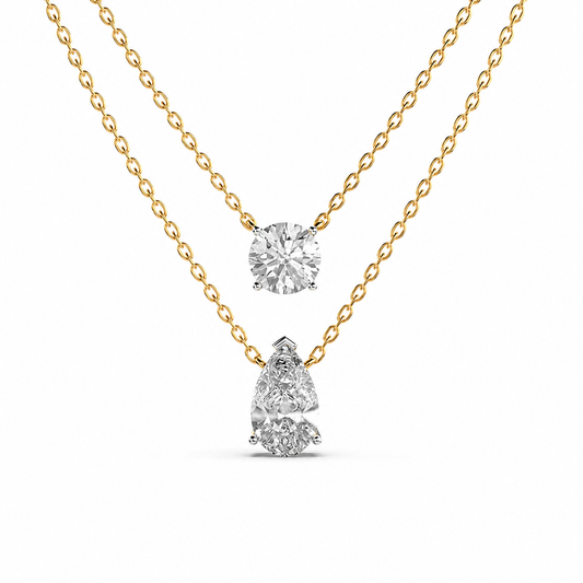 Elegant Double Chain Diamond Pendant