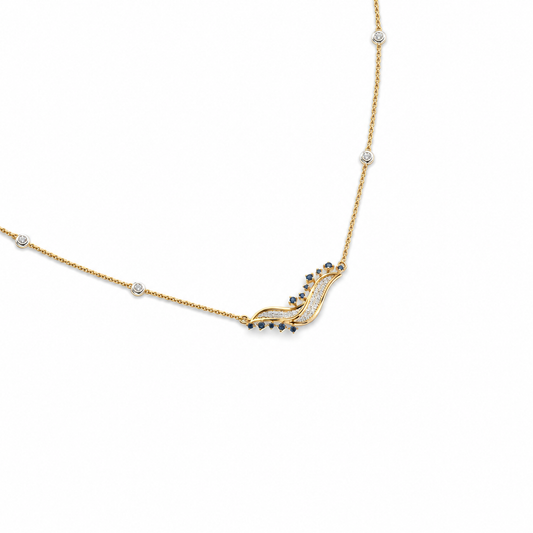 Blue Stone Wave Diamond Necklace