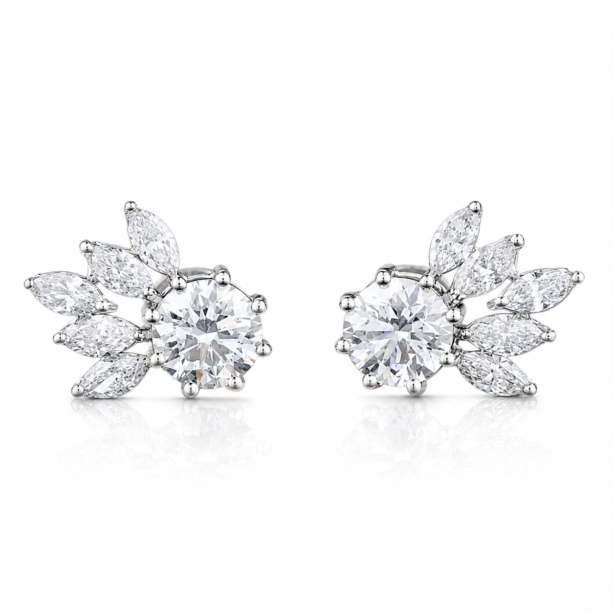 Flower Diamond Stud Earrings