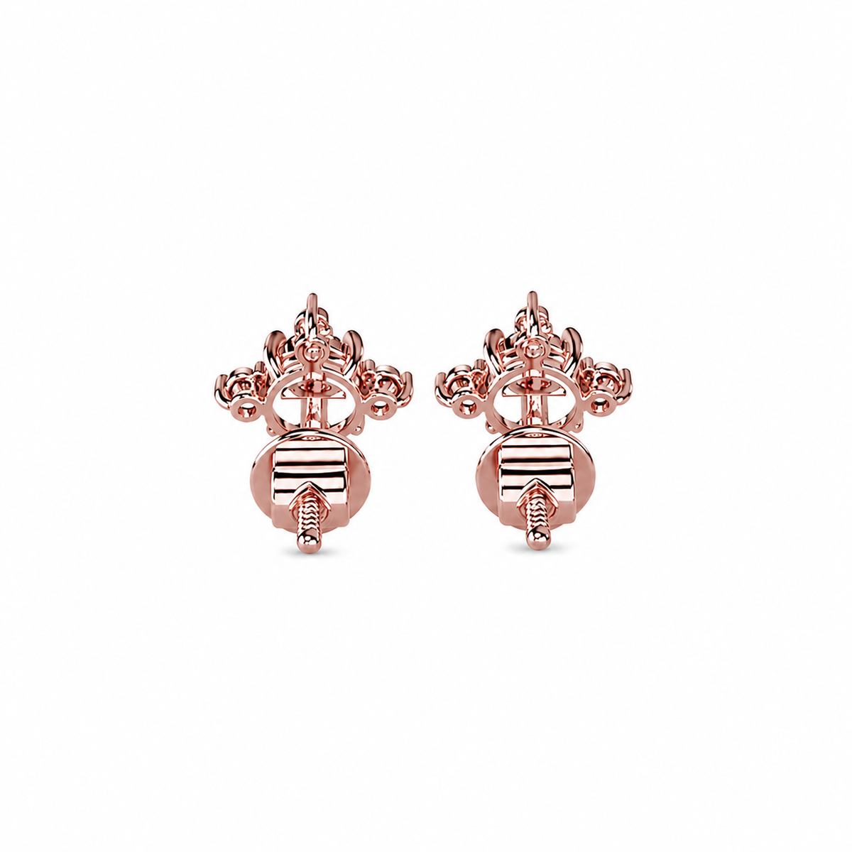 Round Cut Diamond Flower Cluster Stud Earrings