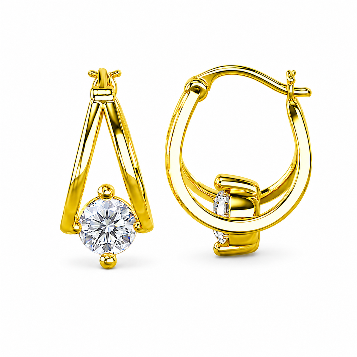 Round Diamond Hoop Earrings