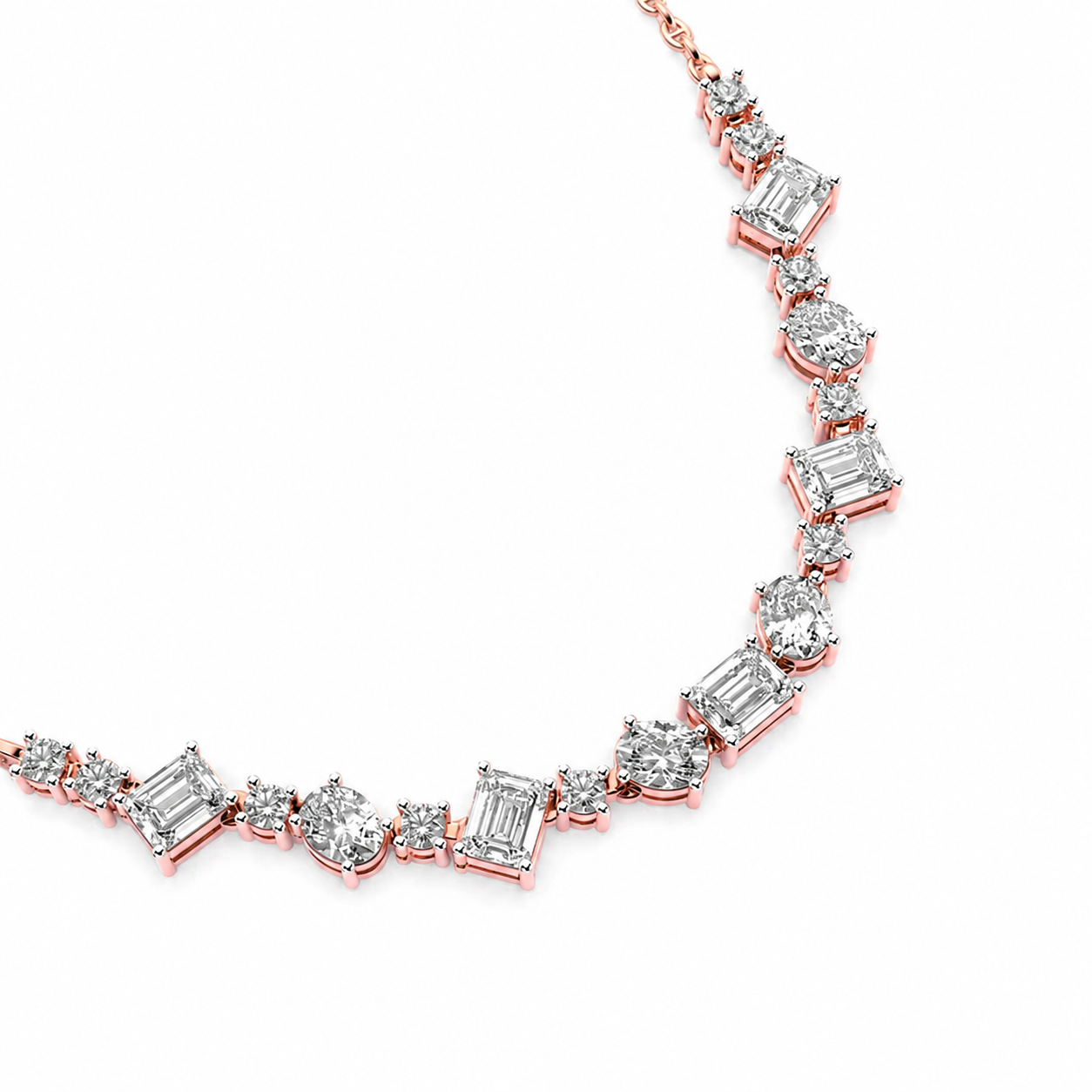 Clustered Baguette Diamond String Necklace