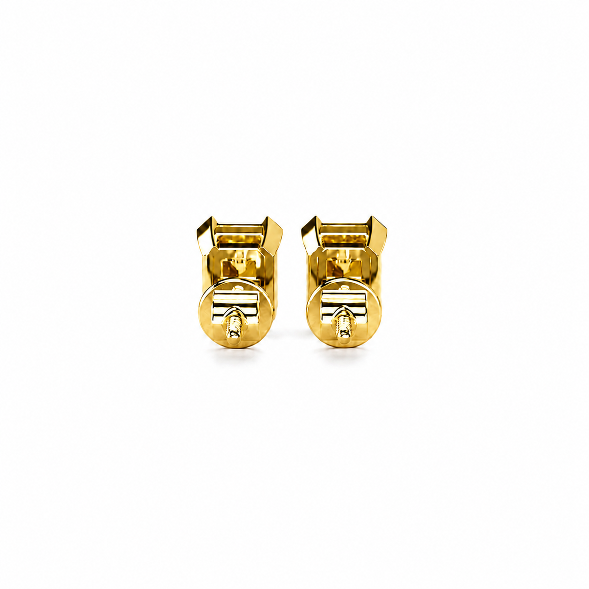 Emerald Cut Diamond Stud Earrings with Half Bezel Setting