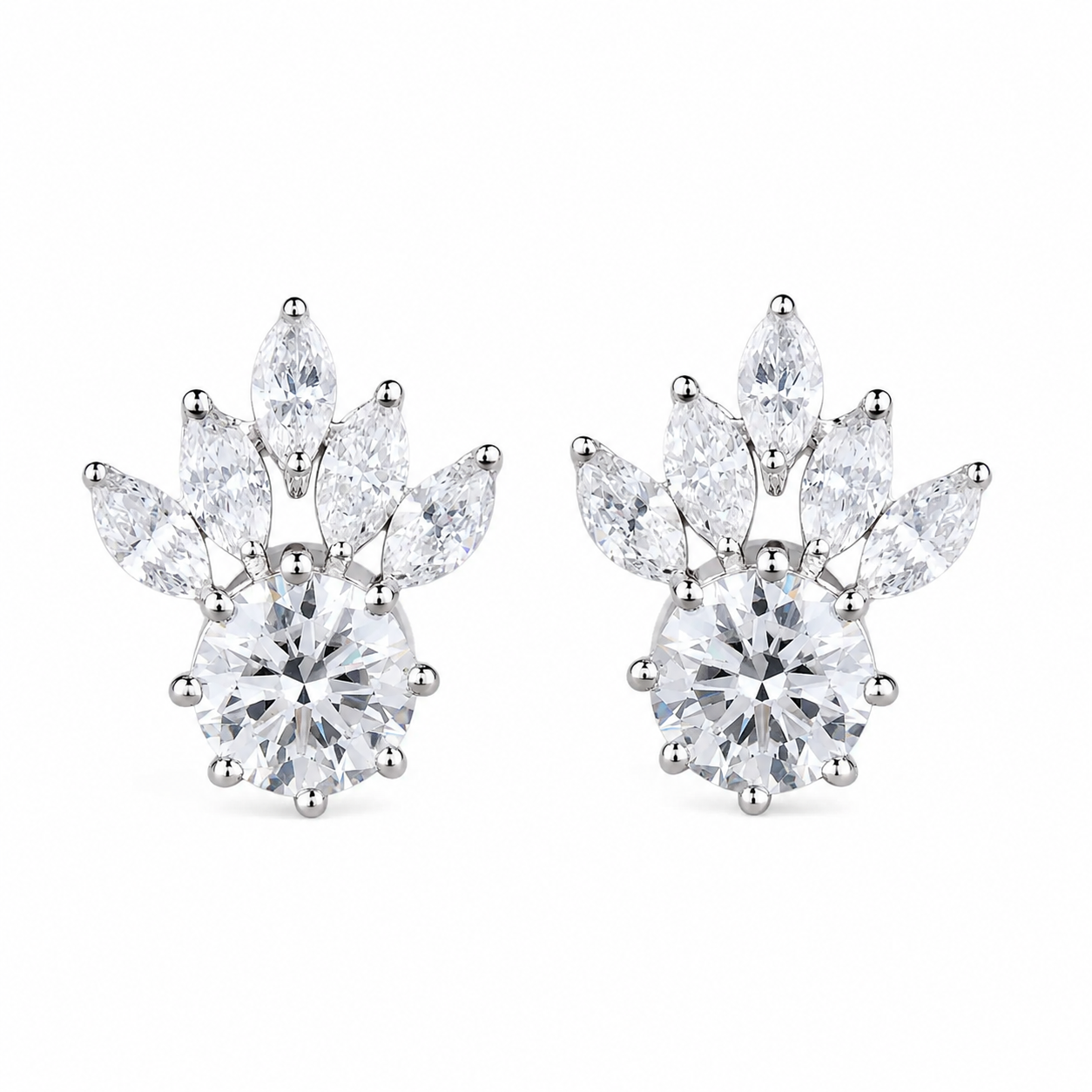 Flower Diamond Stud Earrings