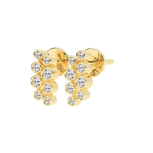 Eternal Bloom Round Shape Yellow Gold Delicate Earrings