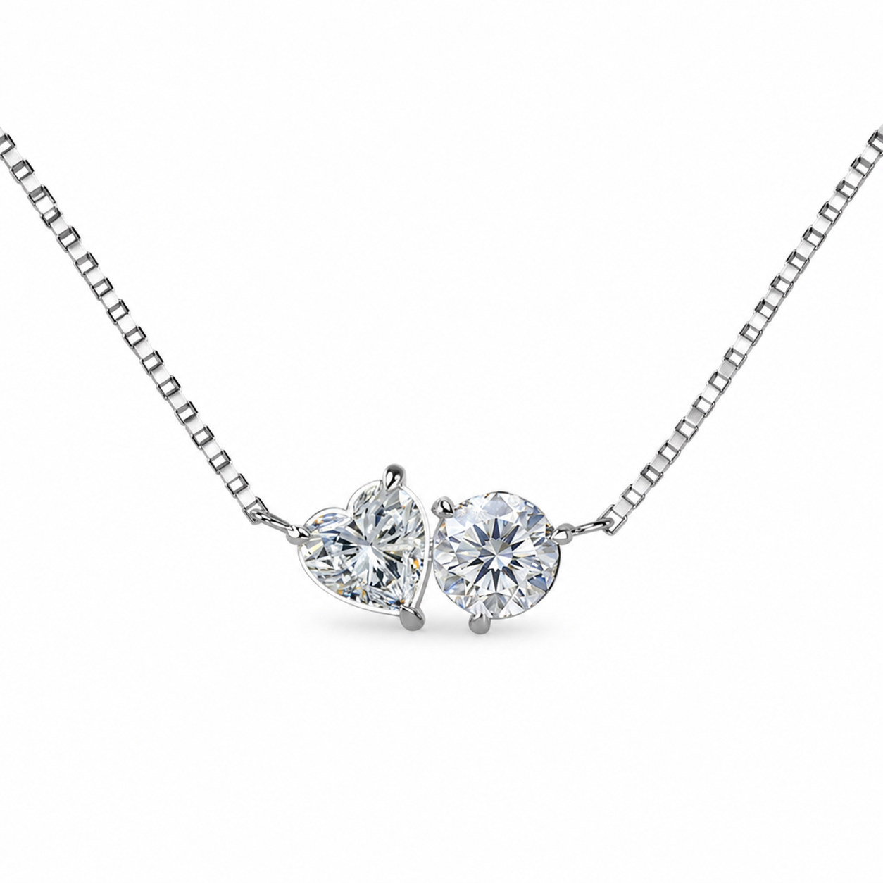 Toi Et Moi Heart and Round Necklace