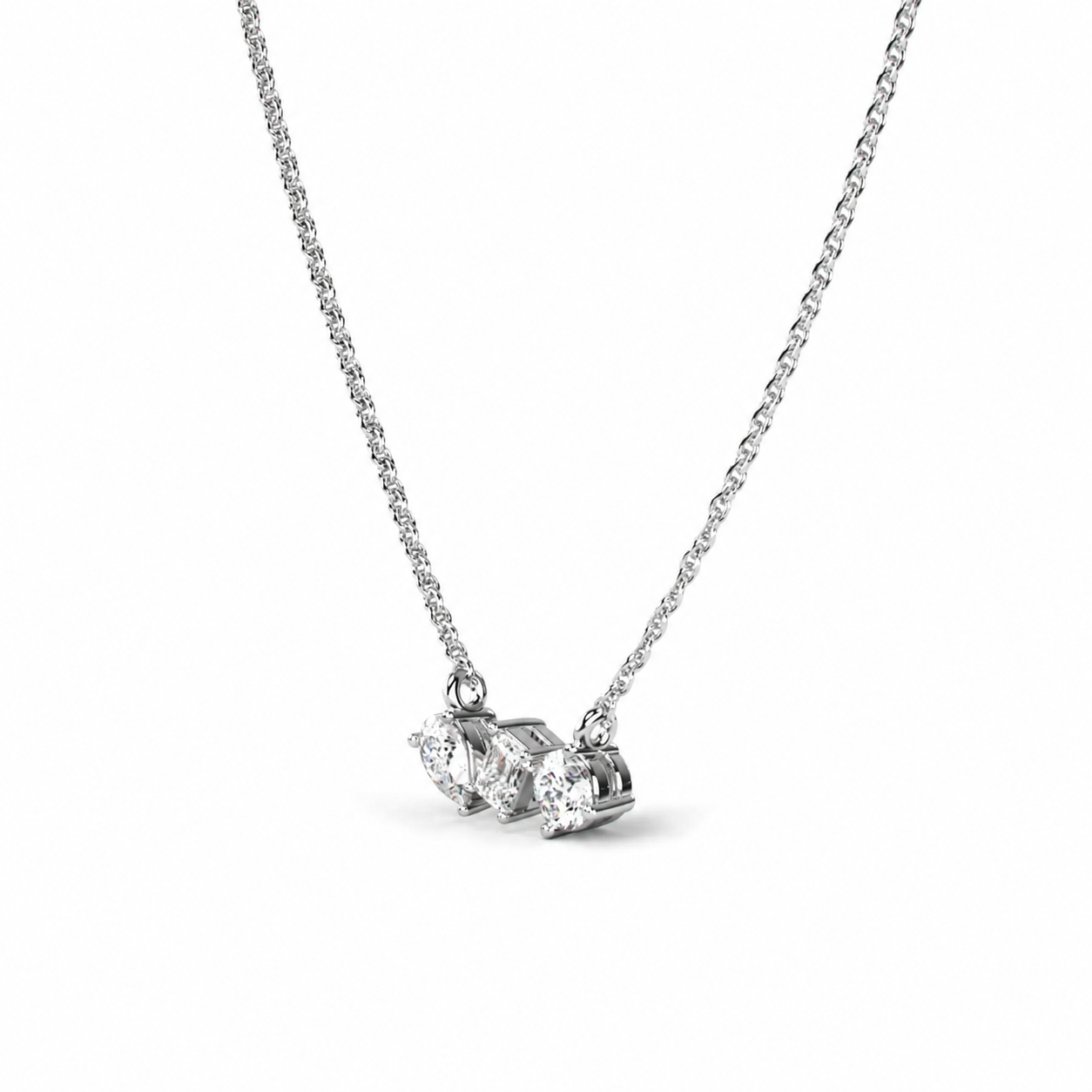 Three Stone Diamond Necklace