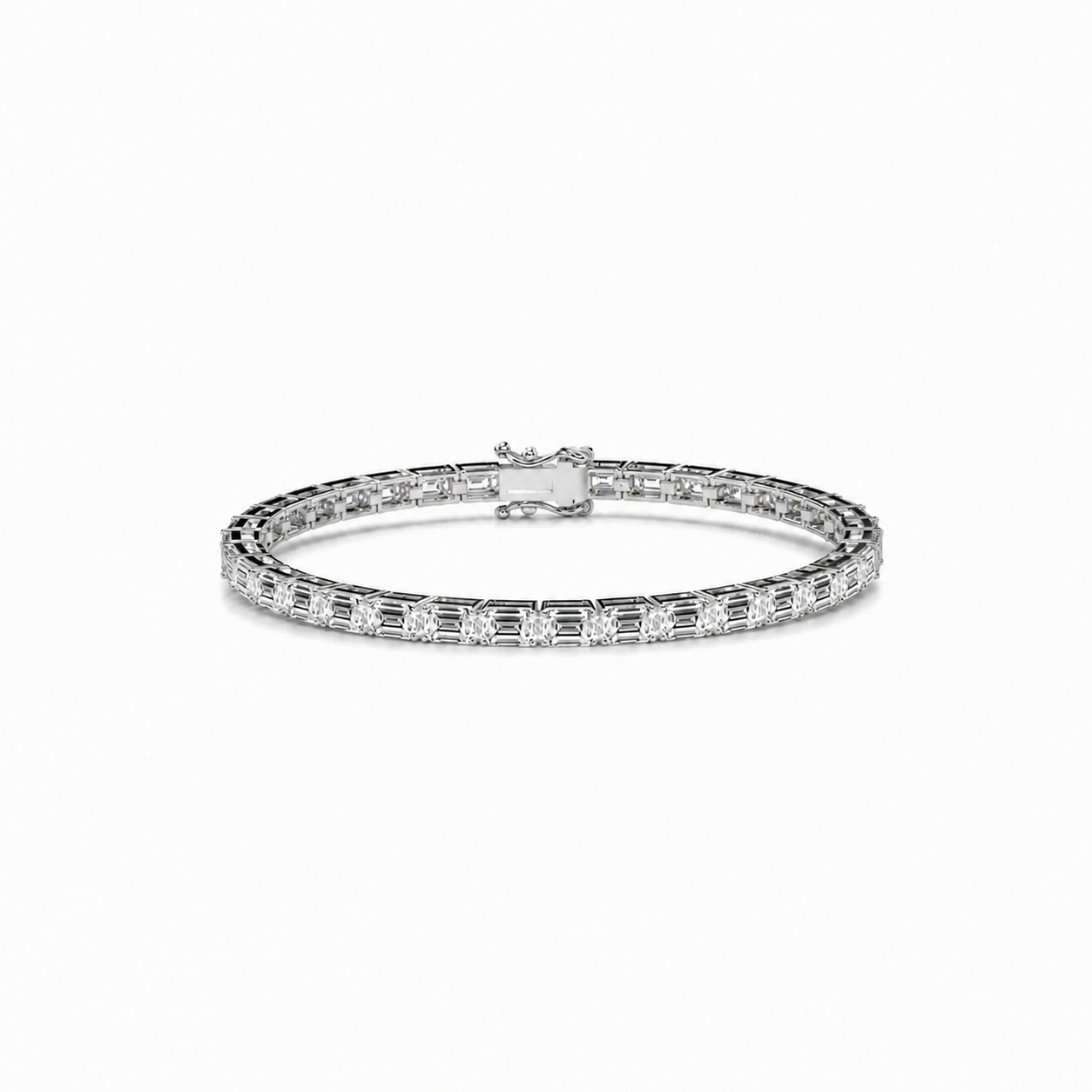 Emerald cut lab Diamond Tennis Bracelet