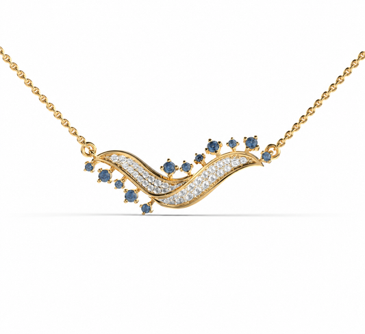 Blue Stone Wave Diamond Necklace