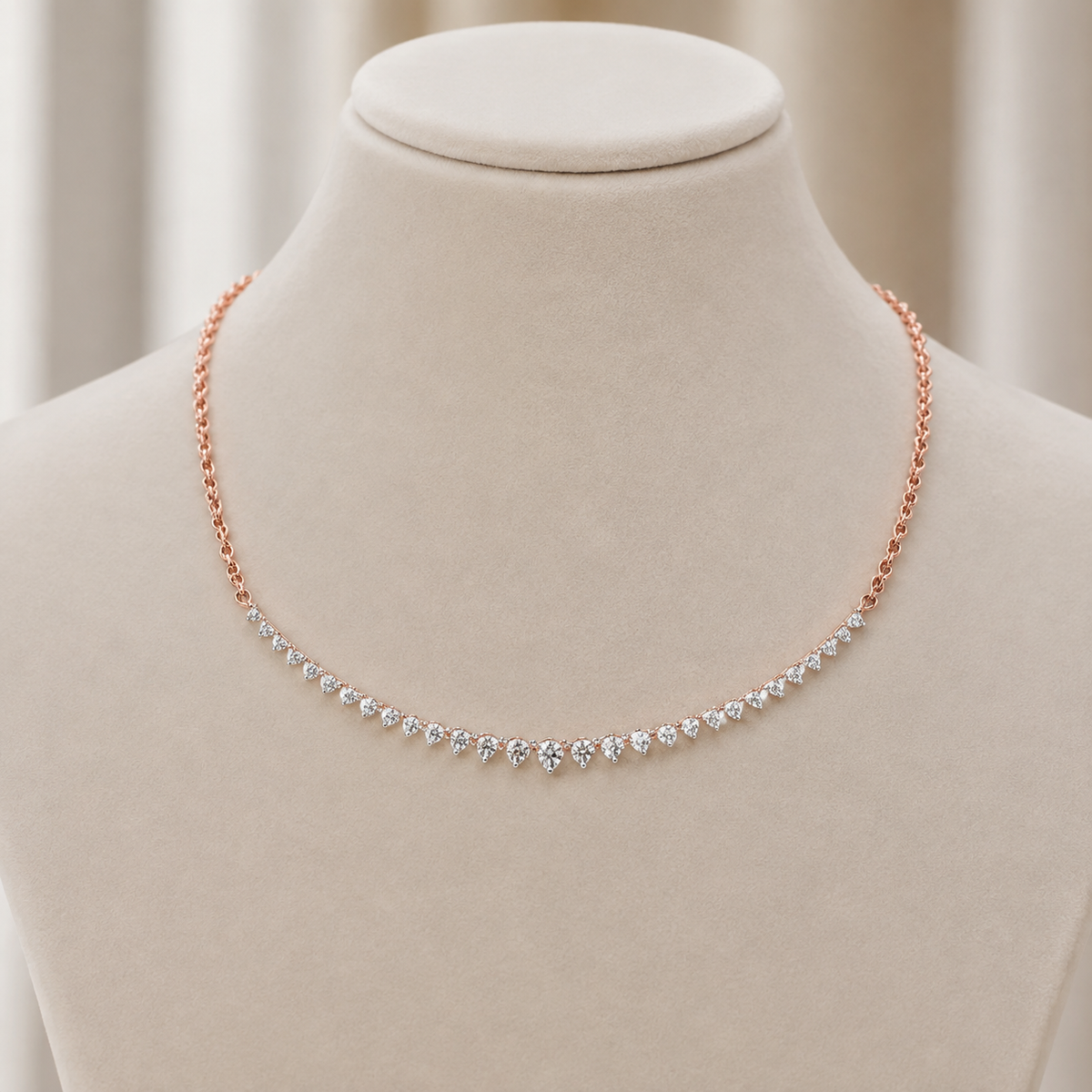 Graduated Line Diamond Necklace