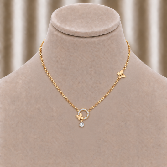 Butterfly Halo Necklace with Chain