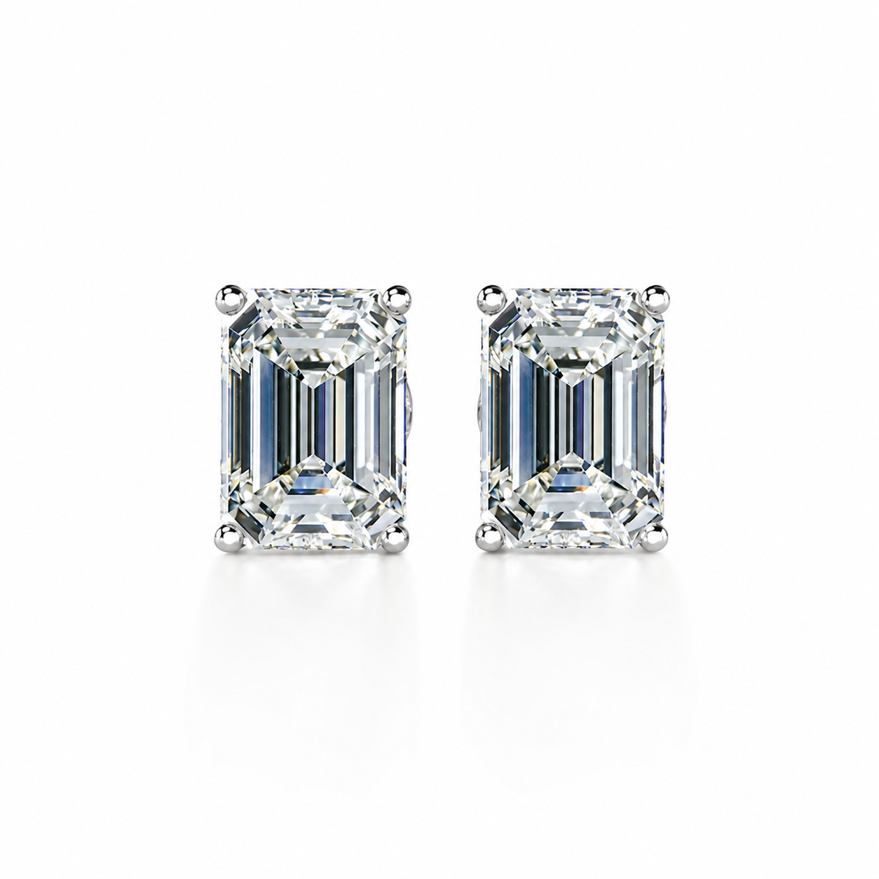 Emerald Solitaire Hidden Halo Earring