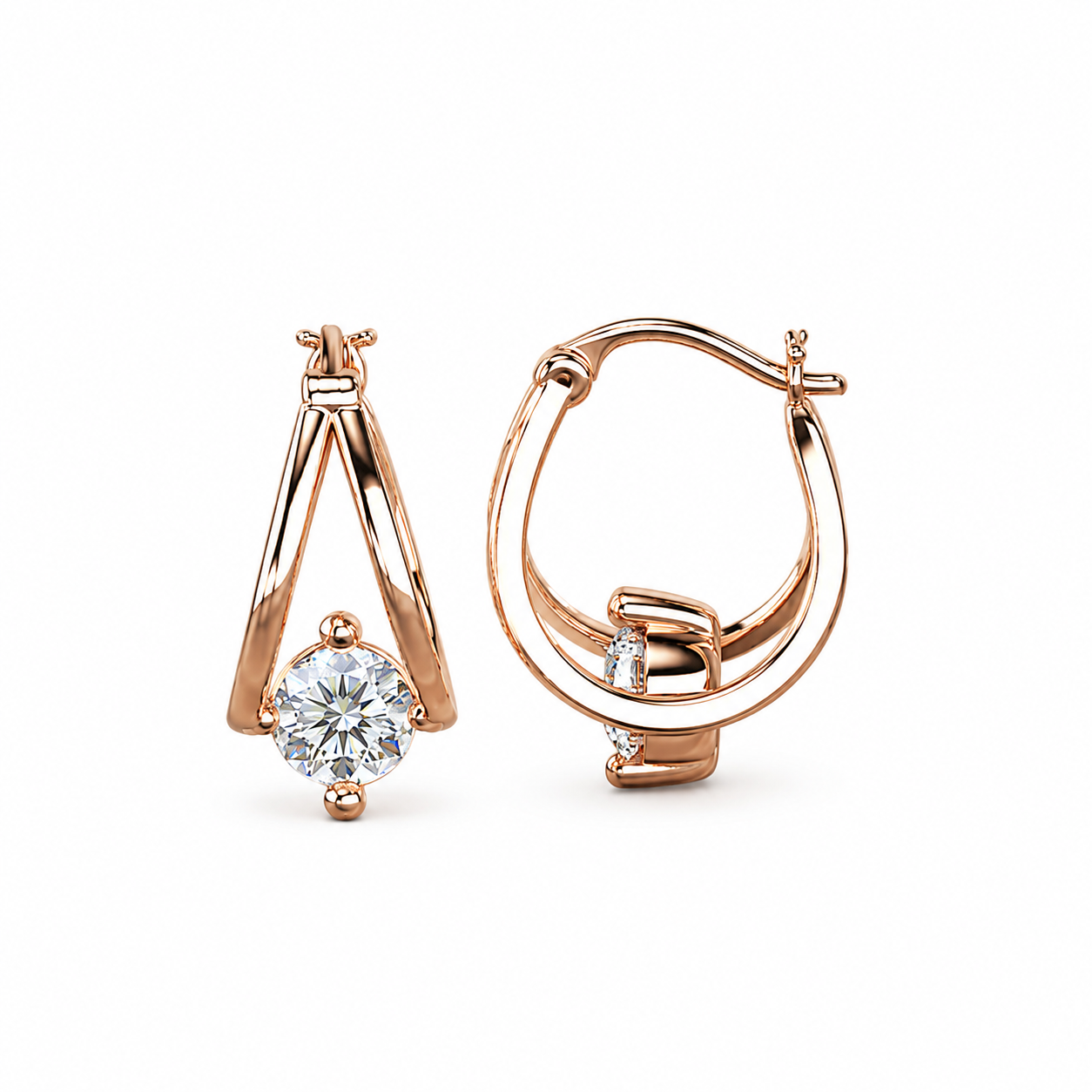 Round Diamond Hoop Earrings