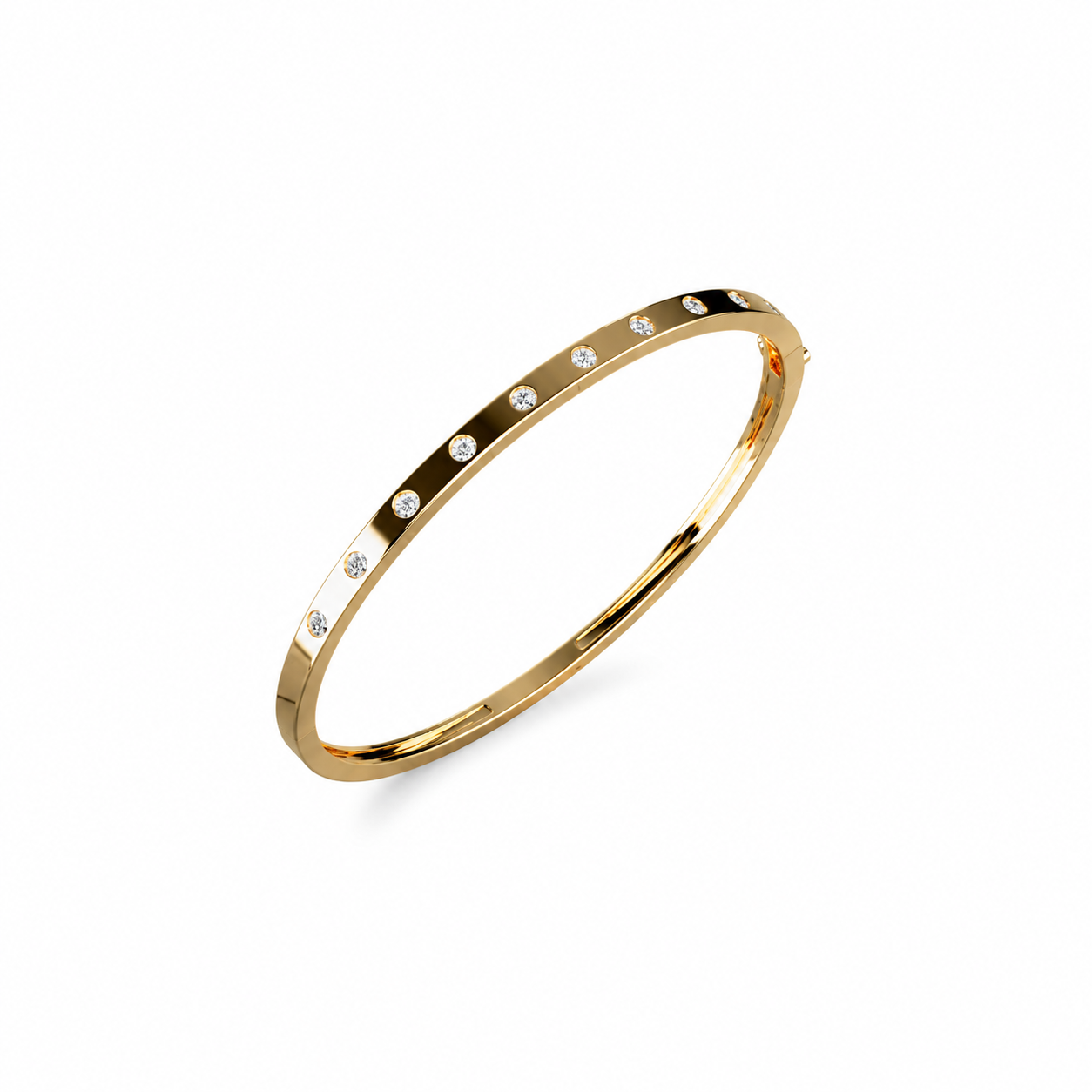 Flush Set Lab Diamond Openable Bangle Bracelet