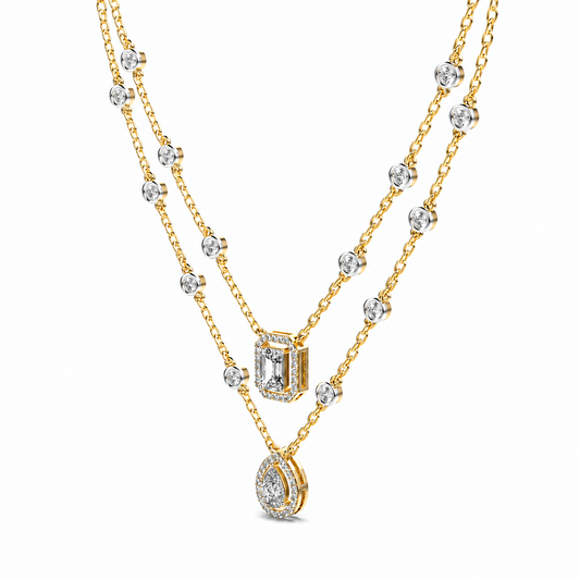 Elegant Dual-Layer Diamond Pendant