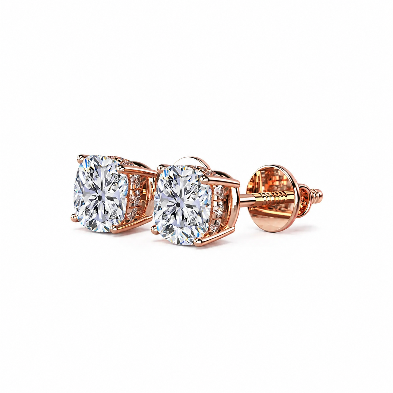 Cushion Solitaire Hidden Halo Earring