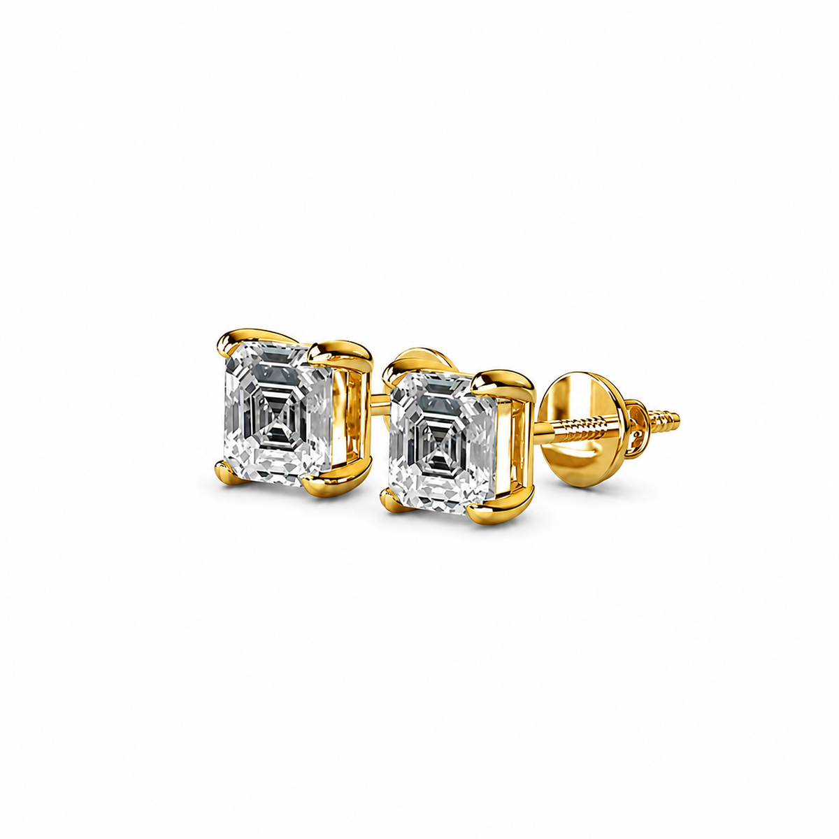 Asscher Cut Diamond Stud Earrings