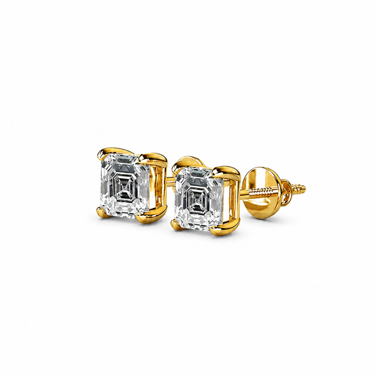 Asscher Cut Diamond Stud Earrings
