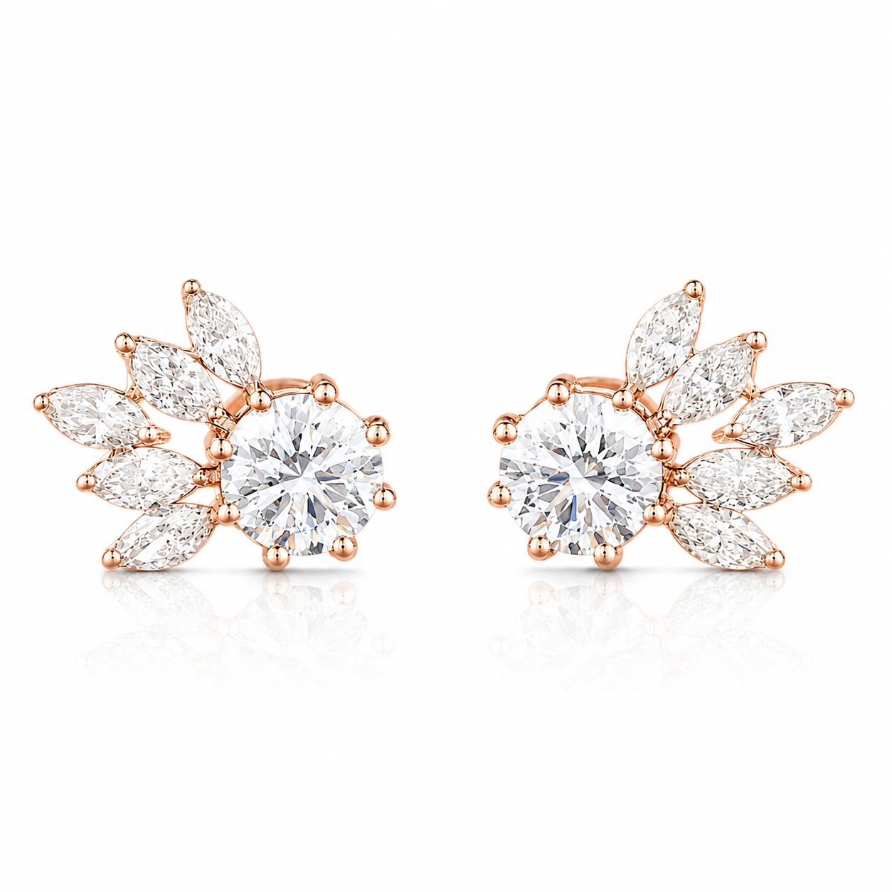 Flower Diamond Stud Earrings