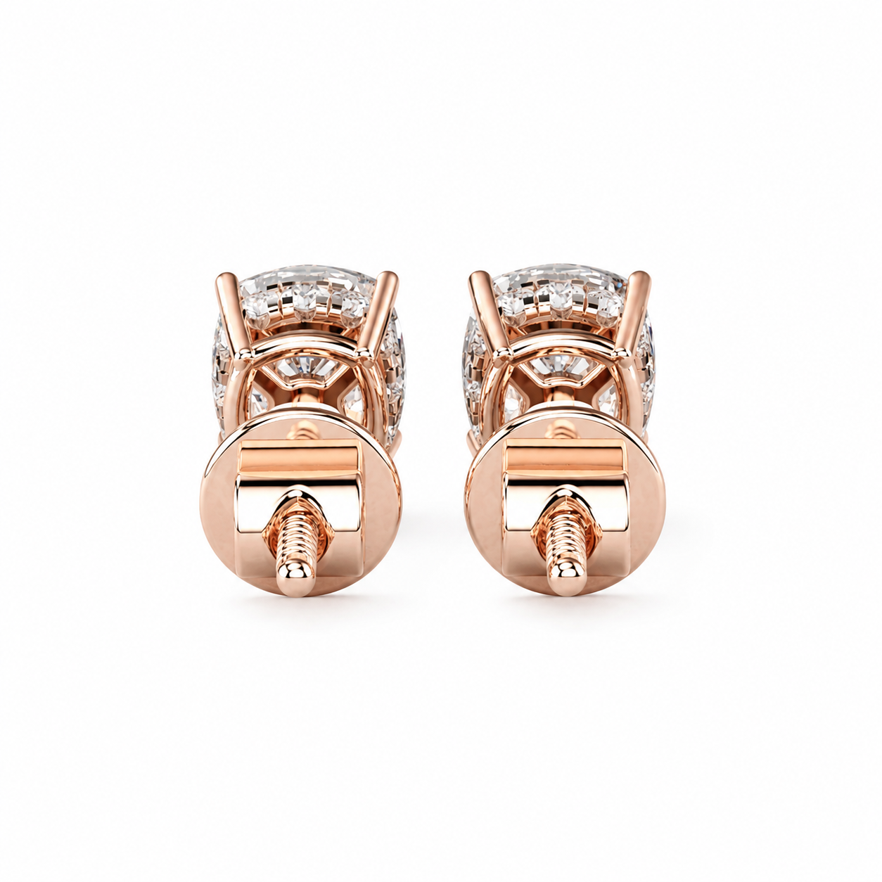 Cushion Solitaire Hidden Halo Earring