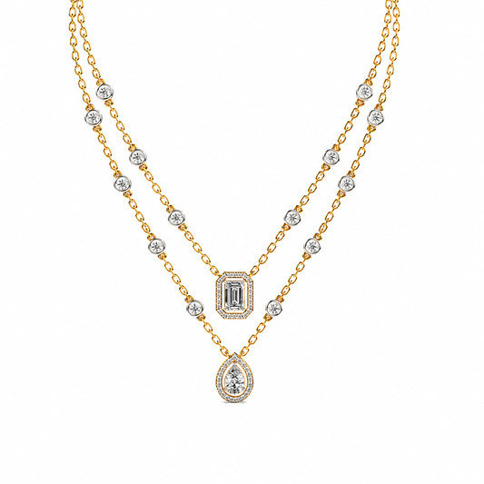 Elegant Dual-Layer Diamond Pendant