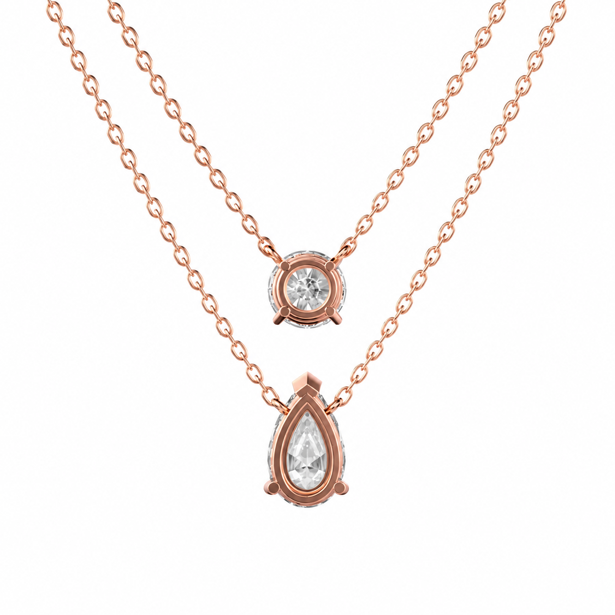 Elegant Double Chain Diamond Pendant