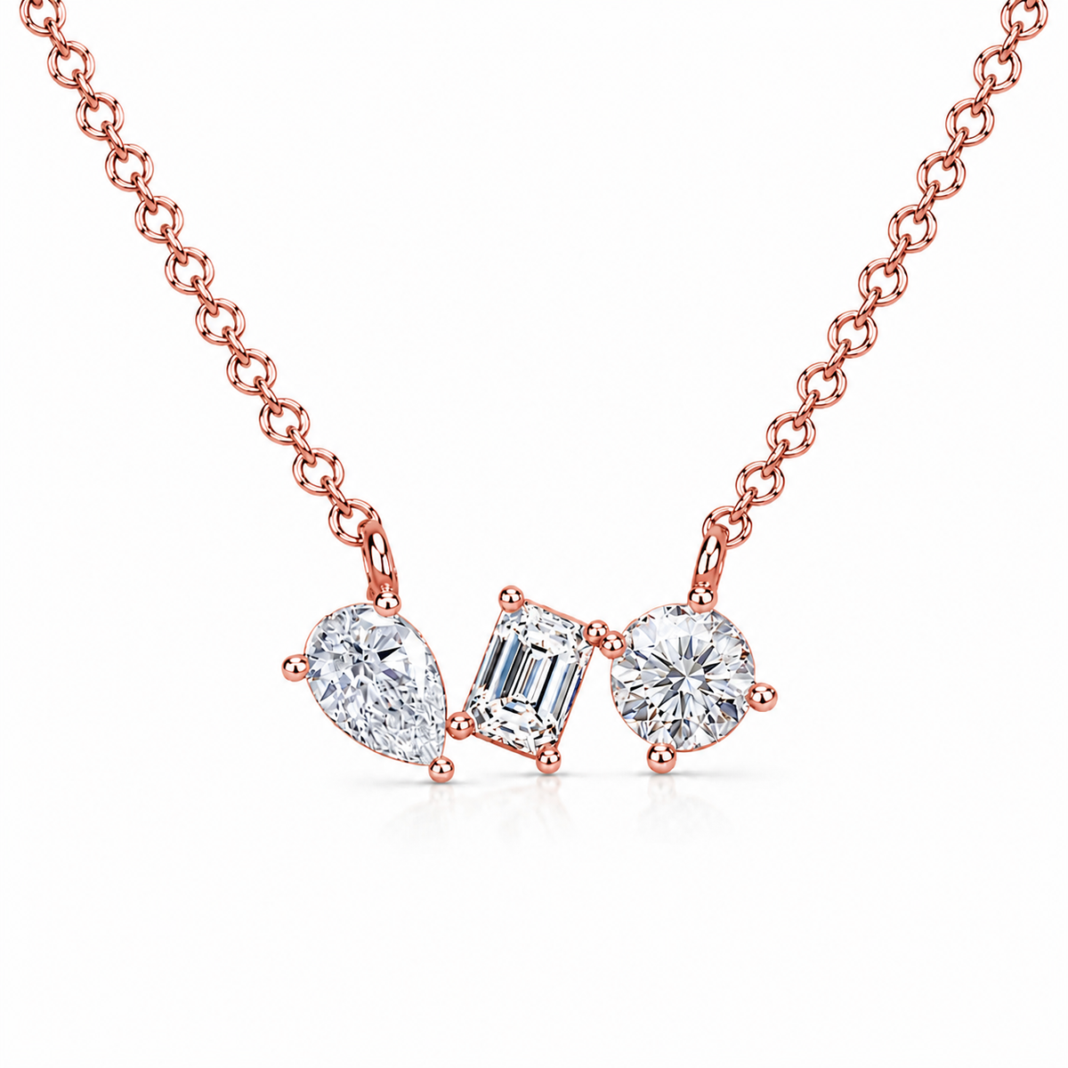 Three Stone Diamond Necklace