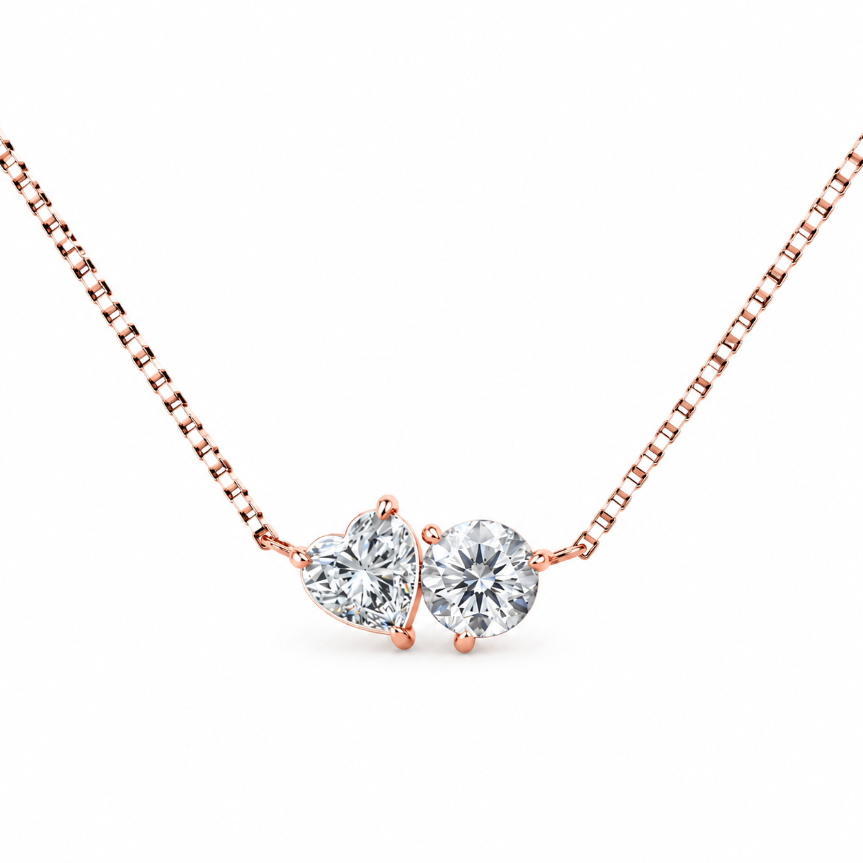Toi Et Moi Heart and Round Necklace