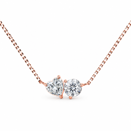 Toi Et Moi Heart and Round Necklace
