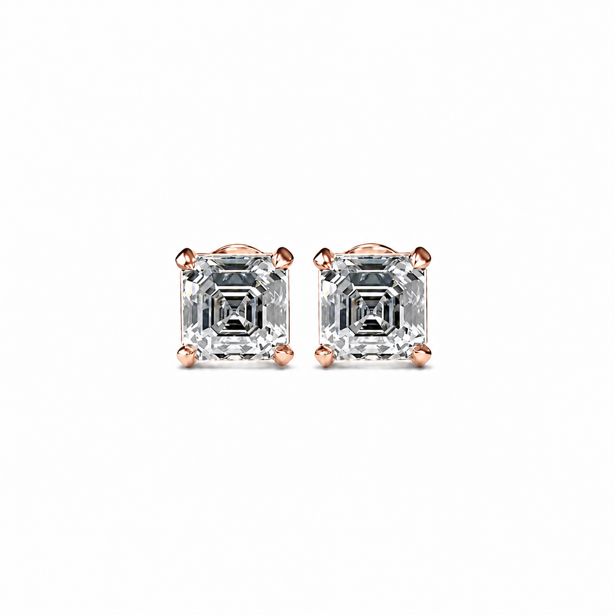 Asscher Cut Diamond Stud Earrings