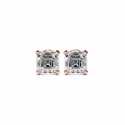 Asscher Cut Diamond Stud Earrings