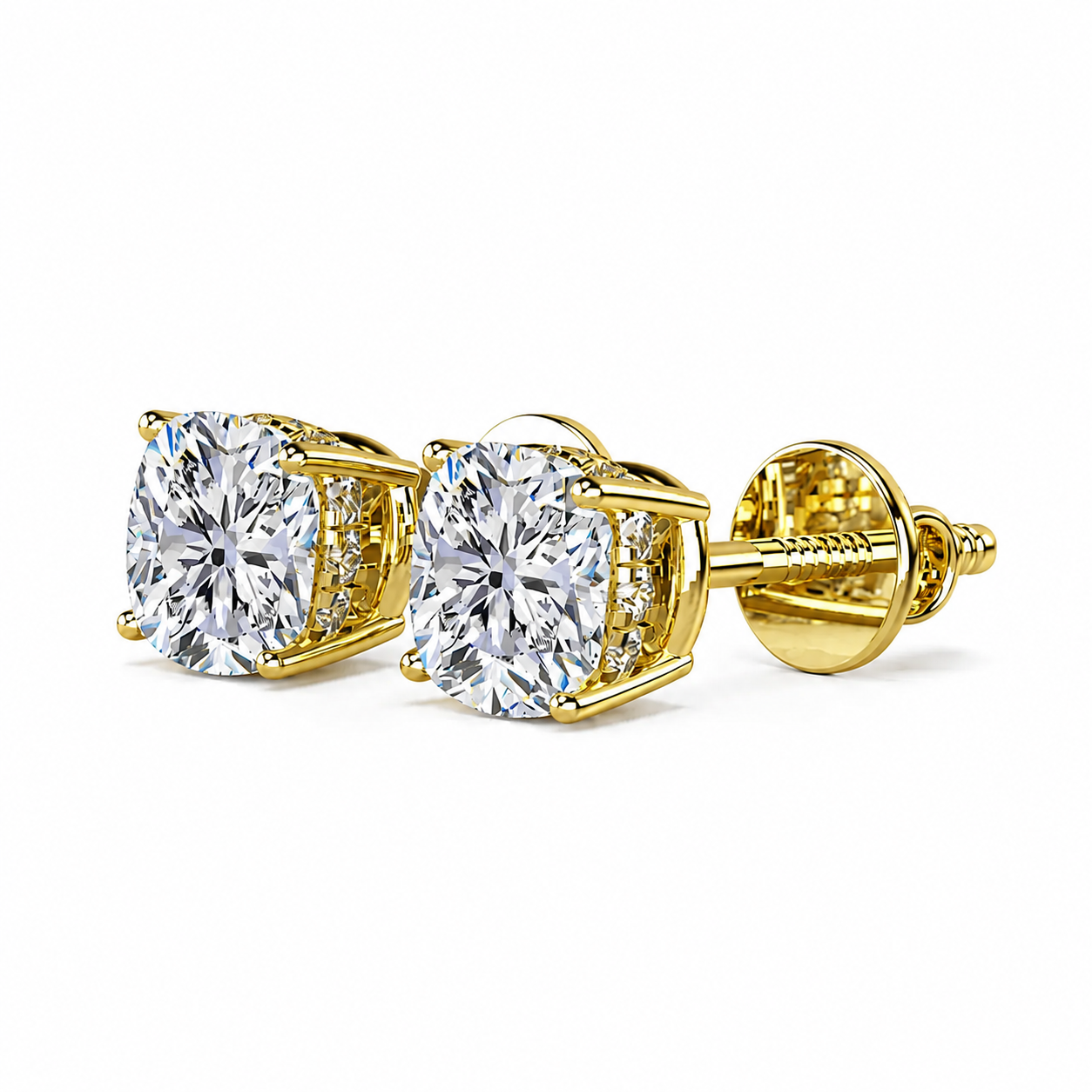 Cushion Solitaire Hidden Halo Earring